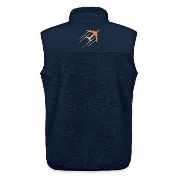 Vintage Airplane Drawing - Unisex Sherpa Gilet by Stanley/Stella - navy - Back - AI Model Male 178 light (178cm)