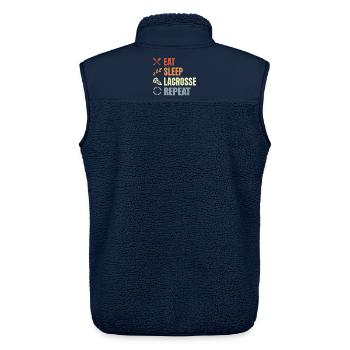 Vintage Lacrosse Zeitplan - Unisex Sherpaweste von Stanley/Stella - Navy - Hinten - AI Model Male 178 light (178cm)