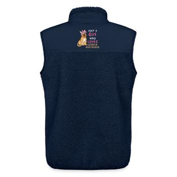 Girl Loves German Shepherd - Unisex Sherpa Gilet by Stanley/Stella - navy - Back - AI Model Male 178 light (178cm)