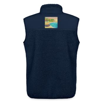 Insellandschaftsstrand und heißer Sand - Unisex Sherpaweste von Stanley/Stella - Navy - Hinten - AI Model Male 178 light (178cm)