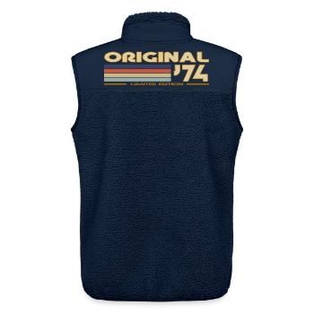 Vintage Retro 1974 - Unisex Sherpaweste von Stanley/Stella - Navy - Hinten - AI Model Male 178 light (178cm)