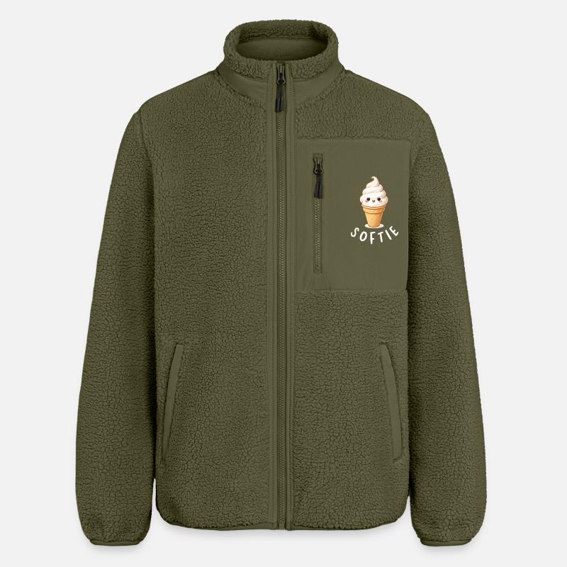 Softie. Softeis Liebe Eiscreme Statement - Relaxed Fit Unisex Sherpajacke von Stanley/Stella - Khaki