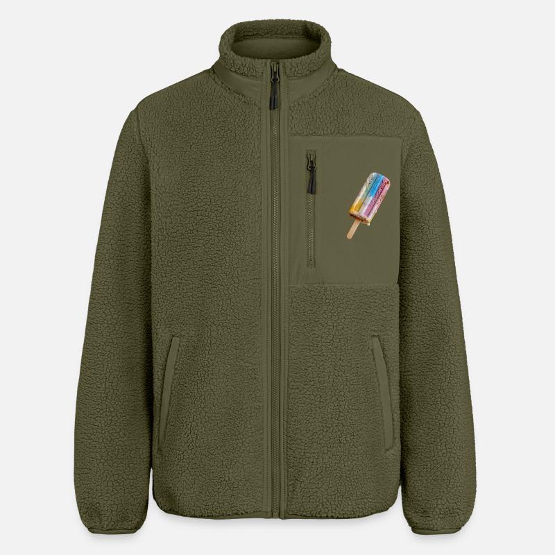 Regenbogen Eis am Stil - Relaxed Fit Unisex Sherpajacke von Stanley/Stella - Khaki