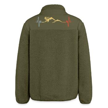 Mountain biker heartbeat - Relaxed Fit Unisex Sherpa Jacket by Stanley/Stella - khaki - Back