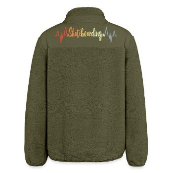 Skateboarding Heartbeat - Relaxed Fit Unisex Sherpa Jacket by Stanley/Stella - khaki - Back