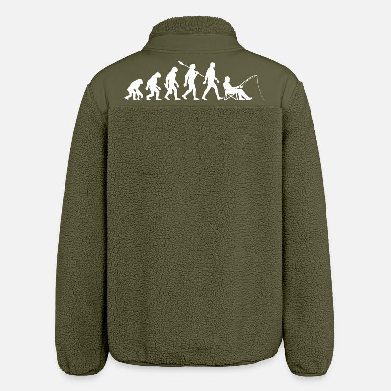 Evolution - Pêcheur, Cadeau de pêche - Veste sherpa unisexe coupe décontractée Stanley/Stella - kaki
