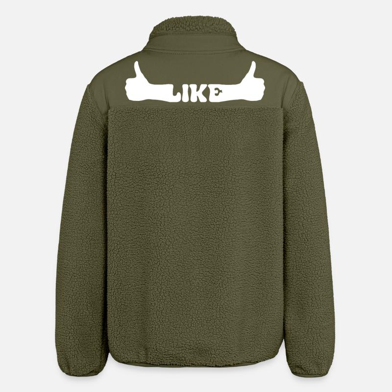 LIKE thumbs up hand - Relaxed Fit Unisex Sherpa Jacket by Stanley/Stella - khaki