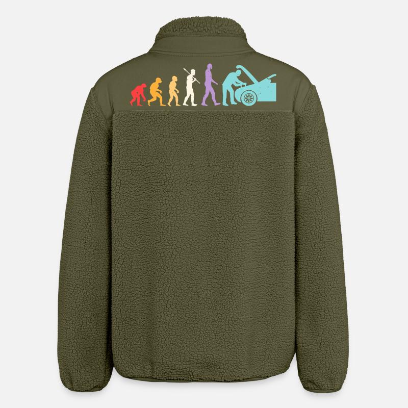 Evolution Mekaniker Humor Mekaniker Garage - Stanley/Stella unisex sherpajakke afslappet pasform - khaki