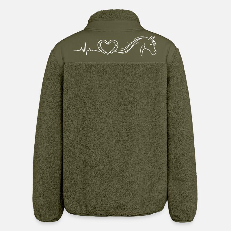 Pferde Herzschlag – Reiterin Geschenkidee - Relaxed Fit Unisex Sherpajacke von Stanley/Stella - Khaki