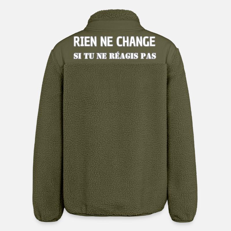 Nothing changes if you don't react - Relaxed Fit Unisex Sherpa Jacket by Stanley/Stella - khaki