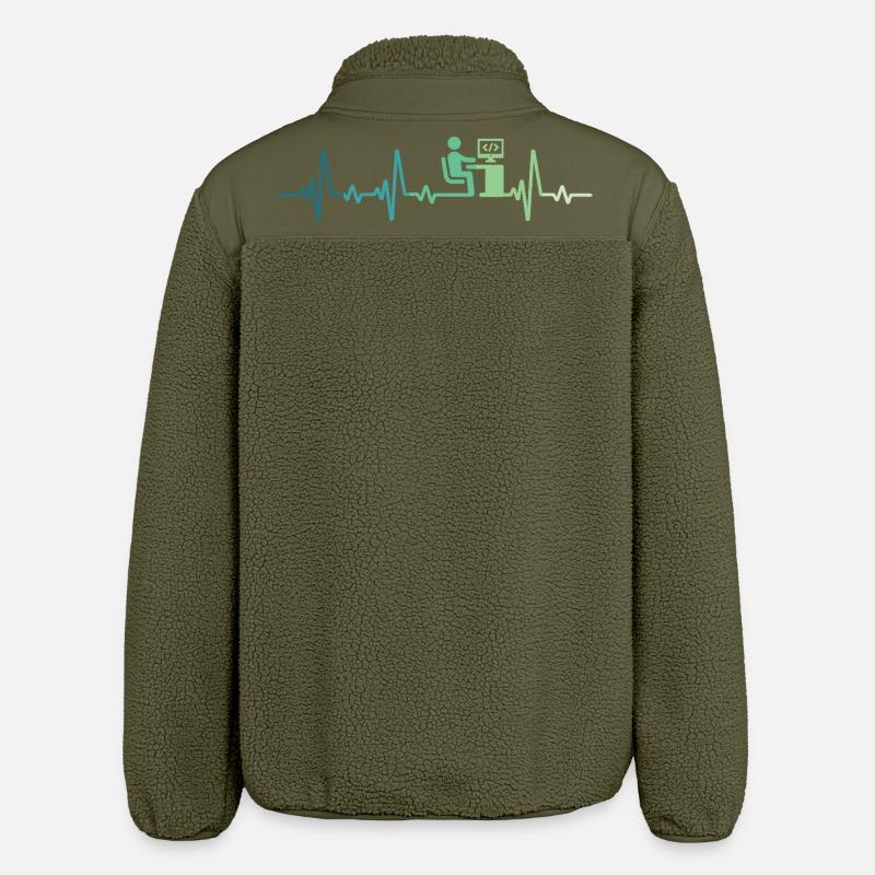 Heartbeat Programmer Developer - Relaxed Fit Unisex Sherpa Jacket by Stanley/Stella - khaki