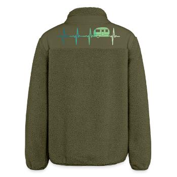 Karawanenherzschlag Camping Wohnwagen - Relaxed Fit Unisex Sherpajacke von Stanley/Stella - Khaki - Hinten