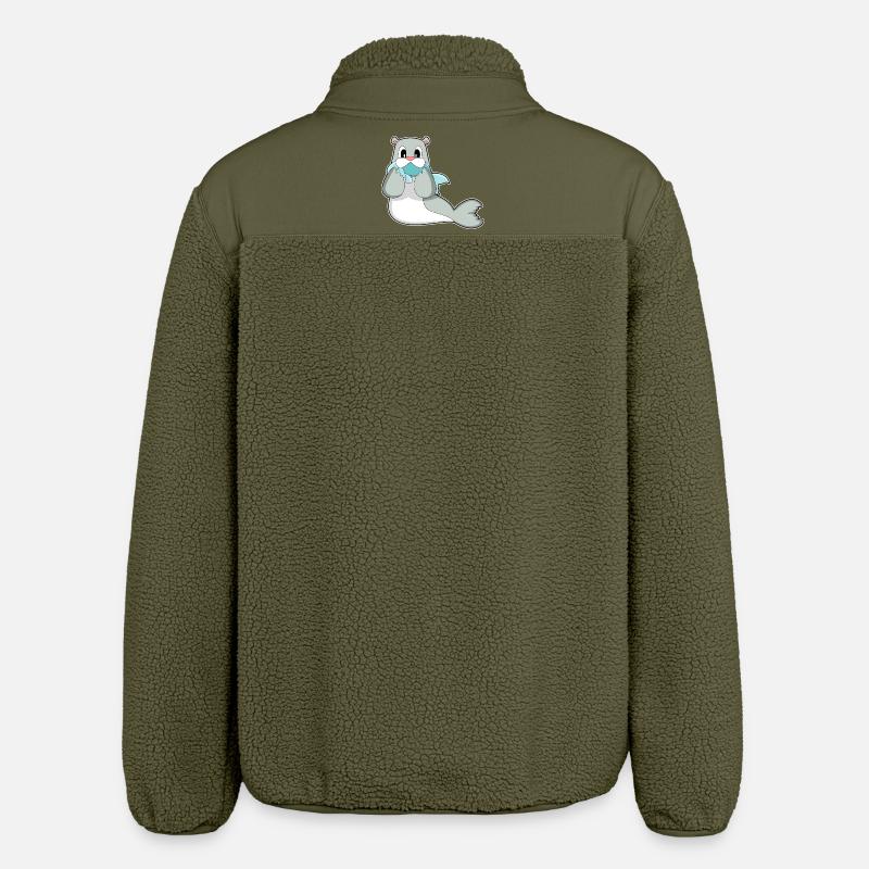 Poisson phoque - Veste sherpa unisexe coupe décontractée Stanley/Stella - kaki
