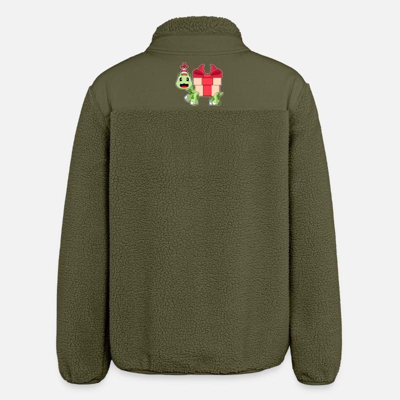Turtle Birthday Party Hat - Relaxed Fit Unisex Sherpa Jacket by Stanley/Stella - khaki