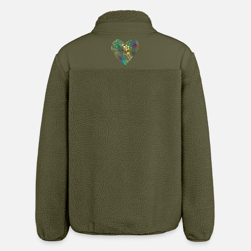 Coeur de fleurs Arc-en-ciel - Veste sherpa unisexe coupe décontractée Stanley/Stella - kaki