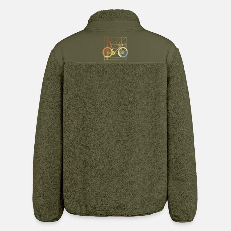 Bicycle Drawing Retro - Relaxed Fit Unisex Sherpa Jacket by Stanley/Stella - khaki