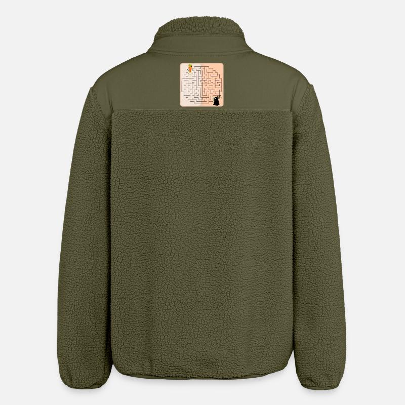 Labyrinth Bunny Easter Bunny - Relaxed Fit Unisex Sherpa Jacket by Stanley/Stella - khaki
