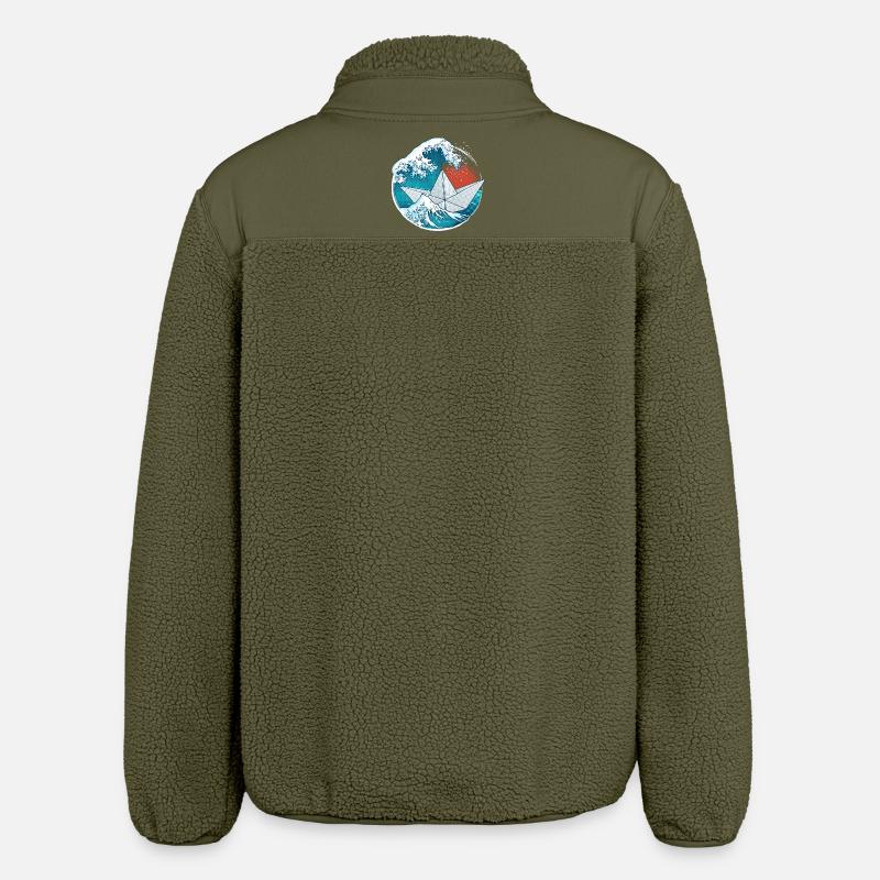 Bateau en papier origami - Veste sherpa unisexe coupe décontractée Stanley/Stella - kaki