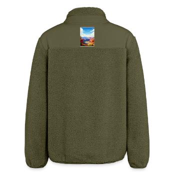 Grand Canyon National Park Arizona Travel Poster - Relaxed Fit Unisex Sherpa Jacket by Stanley/Stella - khaki - Back