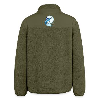 Blauer Marlin-Schwertfisch springt aus dem Ozean - Relaxed Fit Unisex Sherpajacke von Stanley/Stella - Khaki - Hinten