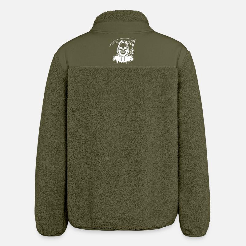Grim Reaper Skull Design - Relaxed Fit Unisex Sherpa Jacket by Stanley/Stella - khaki