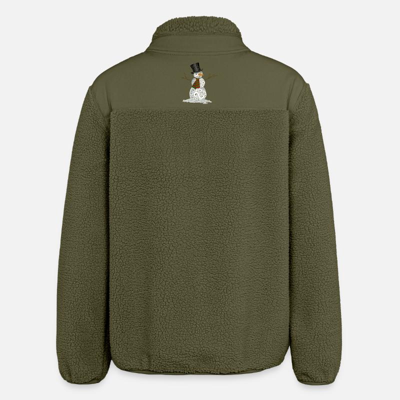 Happy Swirly Snowman - Relaxed Fit Unisex Sherpa Jacket by Stanley/Stella - khaki
