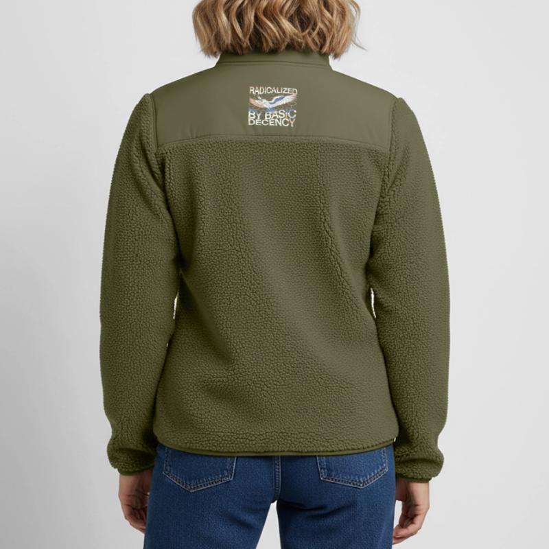 Radicalized by Basic Decency Statement Art Relaxed Fit Unisex Sherpa Jacket by Stanley/Stella