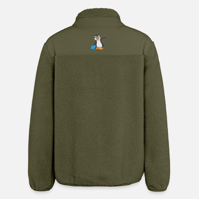 Penguin Bowling Boule de bowling - Veste sherpa unisexe coupe décontractée Stanley/Stella - kaki