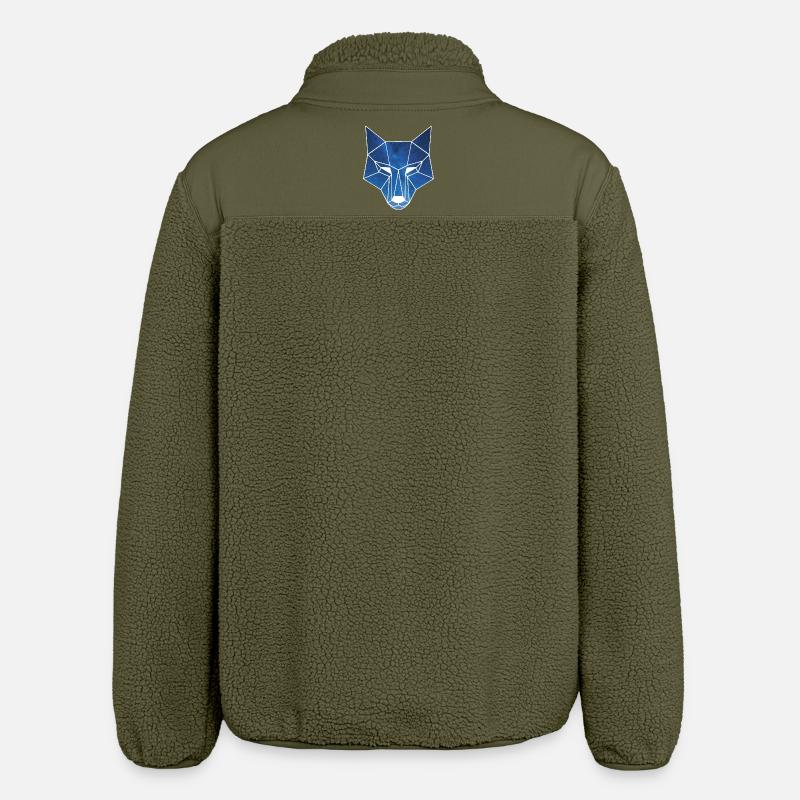 White wolf and starry sky - Relaxed Fit Unisex Sherpa Jacket by Stanley/Stella - khaki