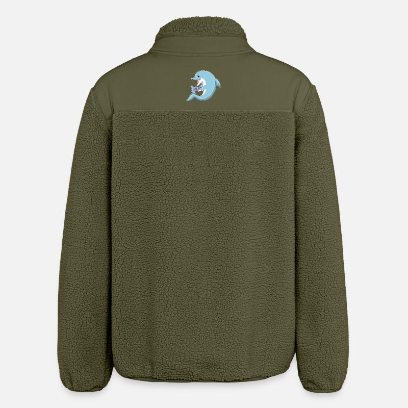 Delfin mit Perle - Relaxed Fit Unisex Sherpajacke von Stanley/Stella - Khaki