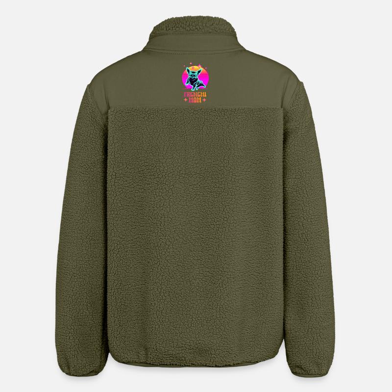 Frenchie Mom - Relaxed Fit Unisex Sherpajacke von Stanley/Stella - Khaki