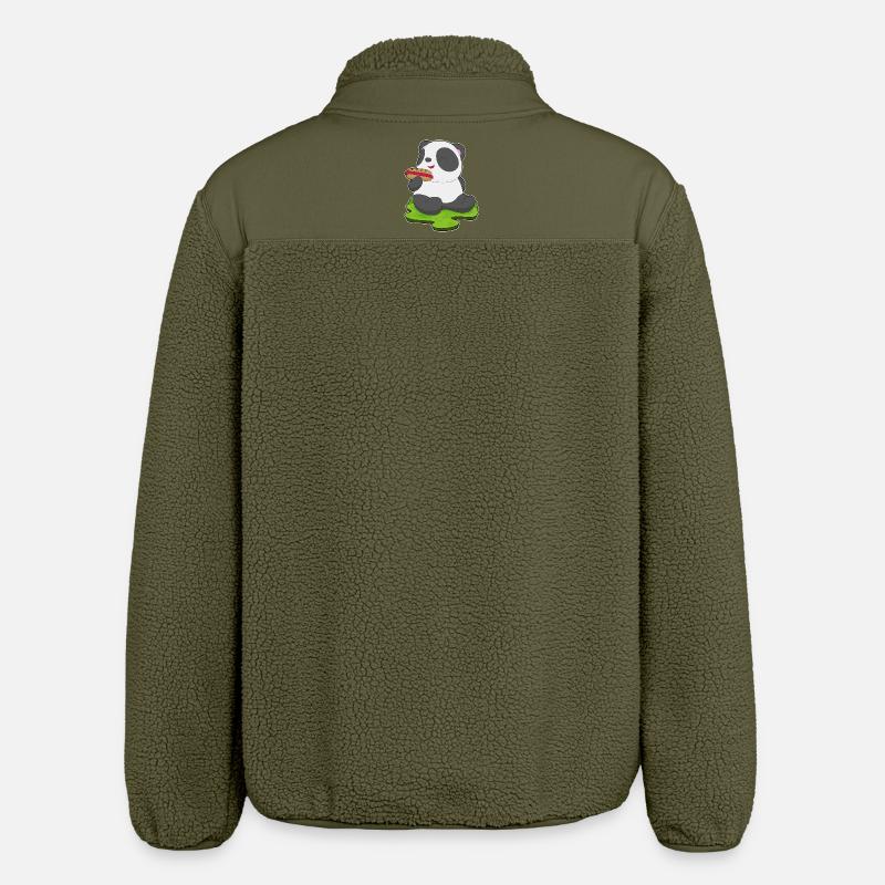 Hot-dog Panda - Veste sherpa unisexe coupe décontractée Stanley/Stella - kaki