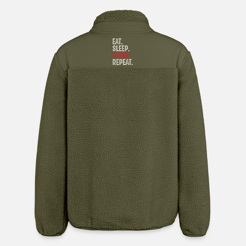 manger, dormir, travailler, répéter - Veste sherpa unisexe coupe décontractée Stanley/Stella - kaki