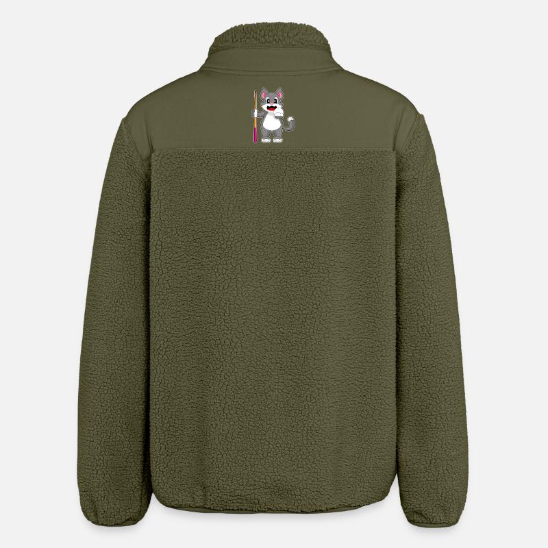 Katze Billiard Queue - Relaxed Fit Unisex Sherpajacke von Stanley/Stella - Khaki