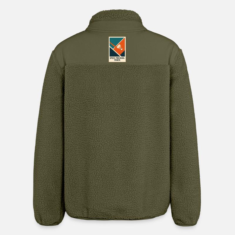 Speed Precision Power | Badminton Statement - Relaxed Fit Unisex Sherpa Jacket by Stanley/Stella - khaki