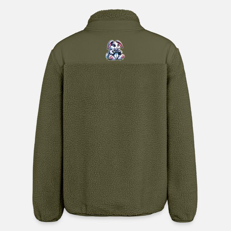 Gamer bunny with controller - Relaxed Fit Unisex Sherpa Jacket by Stanley/Stella - khaki