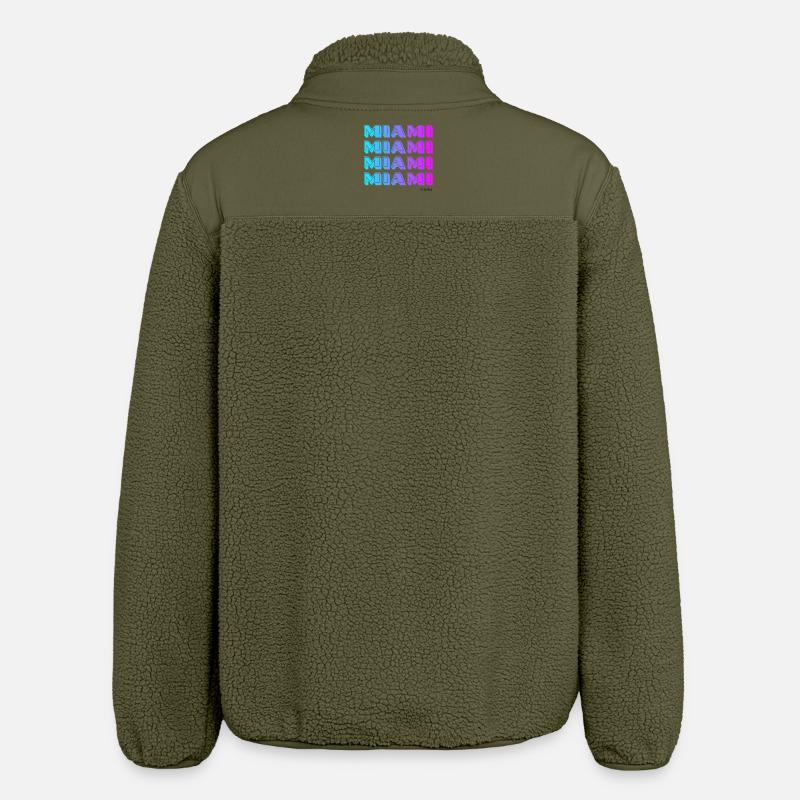 Miami Neon Gradient Muster - Relaxed Fit Unisex Sherpajacke von Stanley/Stella - Khaki