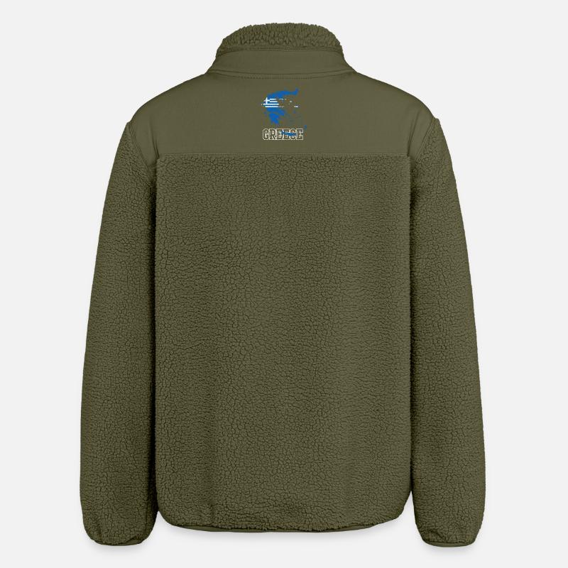 Greece Flag Map Design - Relaxed Fit Unisex Sherpa Jacket by Stanley/Stella - khaki
