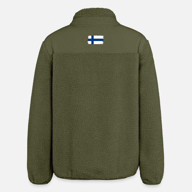 Drapeau de la Finlande - Veste sherpa unisexe coupe décontractée Stanley/Stella - kaki