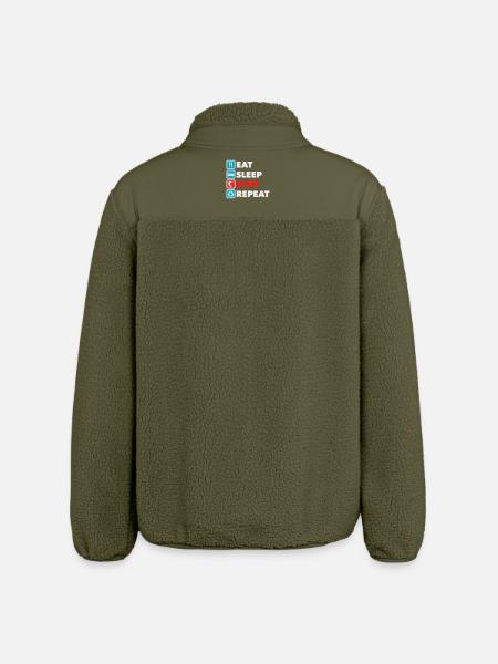 Eat Sleep Surf Repeat - Relaxed Fit Unisex Sherpa Jacket by Stanley/Stella - khaki