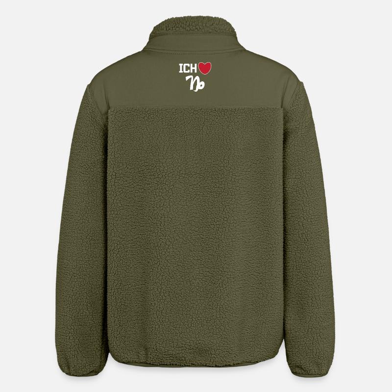 Steinbock Herz Statement Horoskop Sternzeichen - Relaxed Fit Unisex Sherpajacke von Stanley/Stella - Khaki
