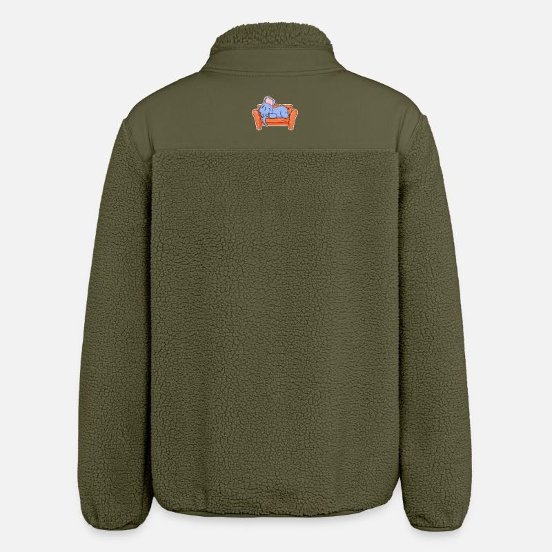 Elephant lying cute sleeping sleep - Relaxed Fit Unisex Sherpa Jacket by Stanley/Stella - khaki