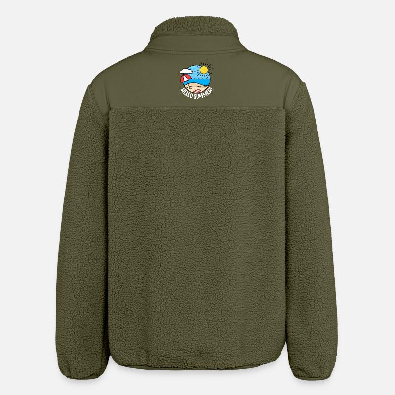 Hello Summer 2 (dark) - Relaxed Fit Unisex Sherpa Jacket by Stanley/Stella - khaki