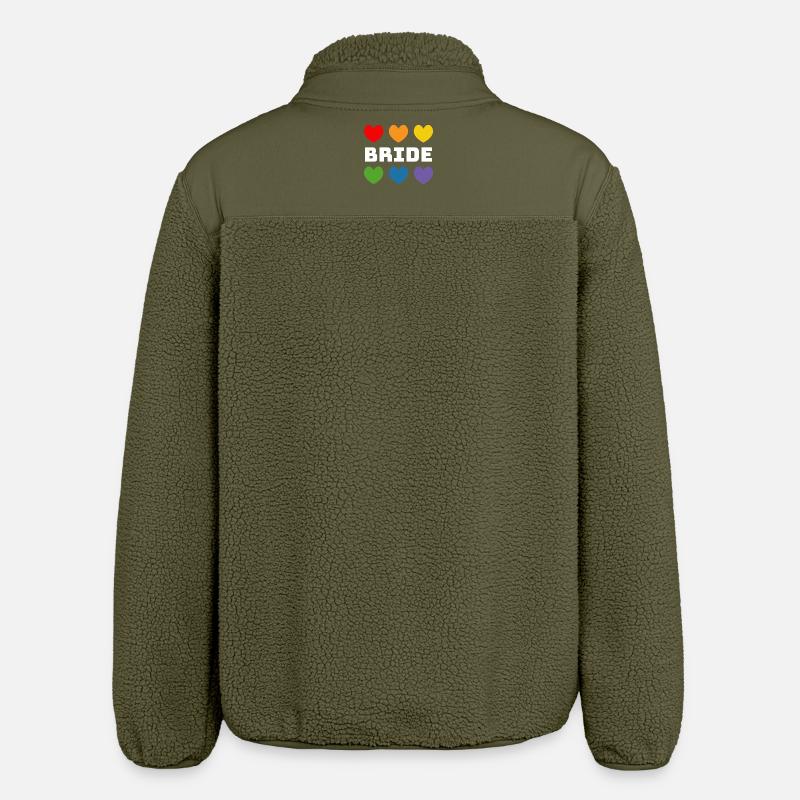 Rainbow heart Bride white - Relaxed Fit Unisex Sherpa Jacket by Stanley/Stella - khaki