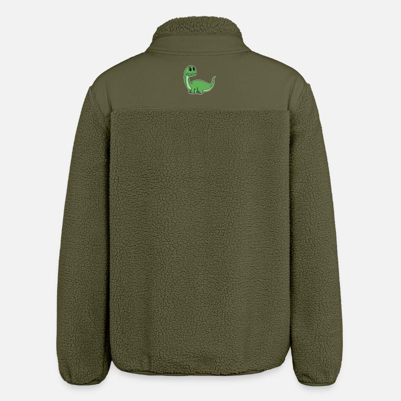 Petit dinosaure vert mignon - Veste sherpa unisexe coupe décontractée Stanley/Stella - kaki