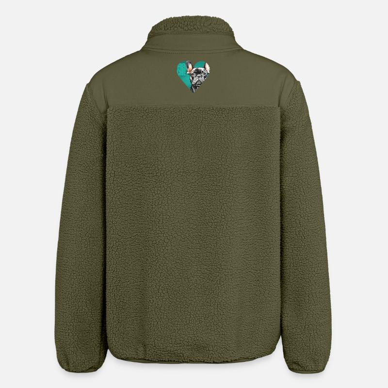 Portrait de bouledogue français - Veste sherpa unisexe coupe décontractée Stanley/Stella - kaki