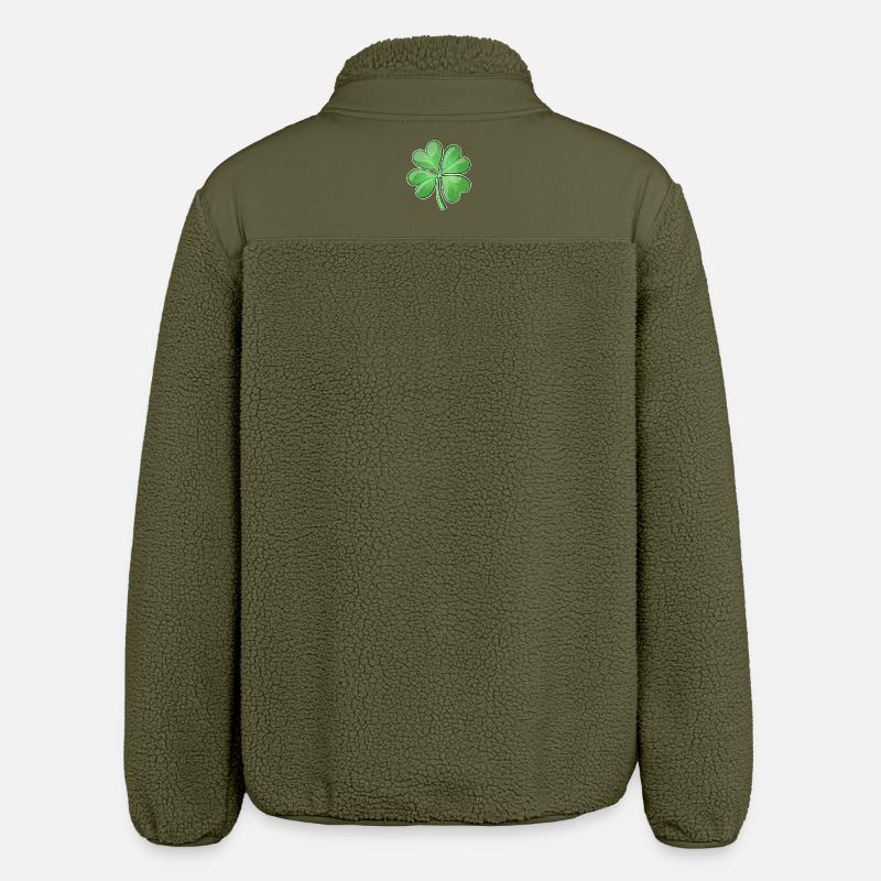 Vibrant Four-Leaf Clover Design - Relaxed Fit Unisex Sherpa Jacket by Stanley/Stella - khaki