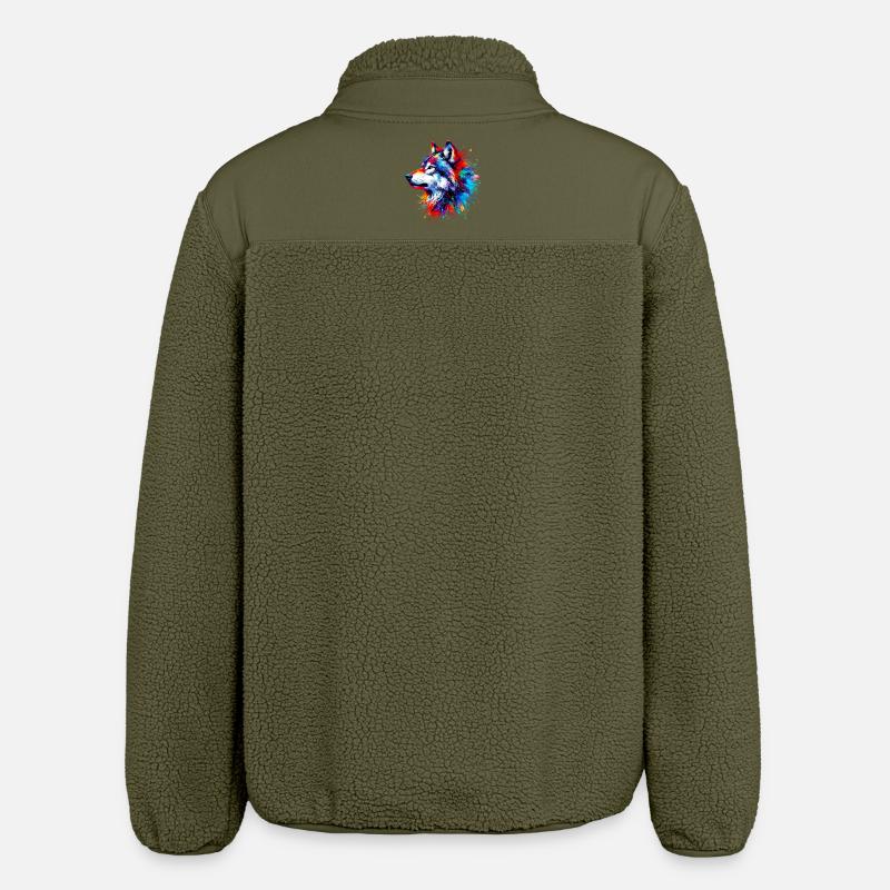 Wolf - Relaxed Fit Unisex Sherpa Jacket by Stanley/Stella - khaki