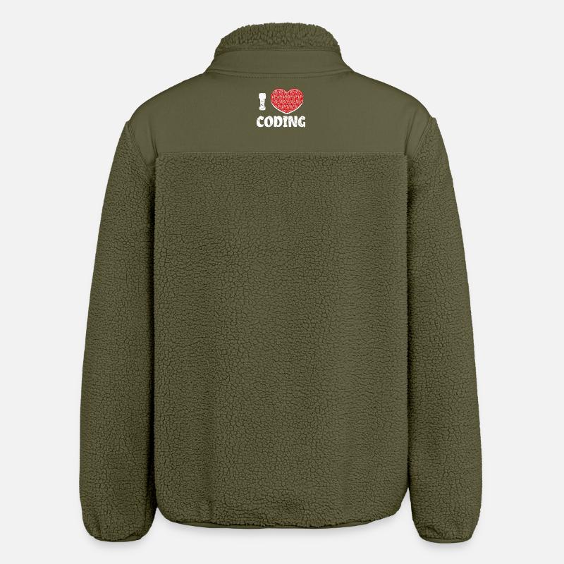 Developer Herz Coden Statement Programmierer - Relaxed Fit Unisex Sherpajacke von Stanley/Stella - Khaki