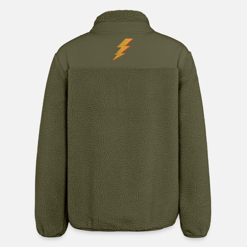Éclair rouge et jaune de style grunge - Veste sherpa unisexe coupe décontractée Stanley/Stella - kaki